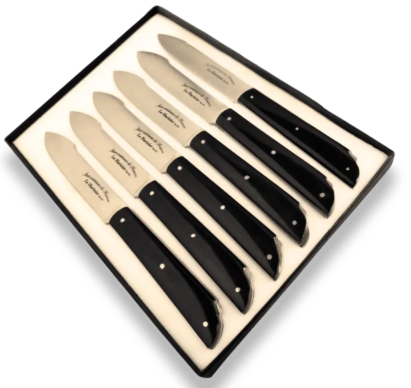 Coffret de 6 couteaux de table français Le Marinier manche noir