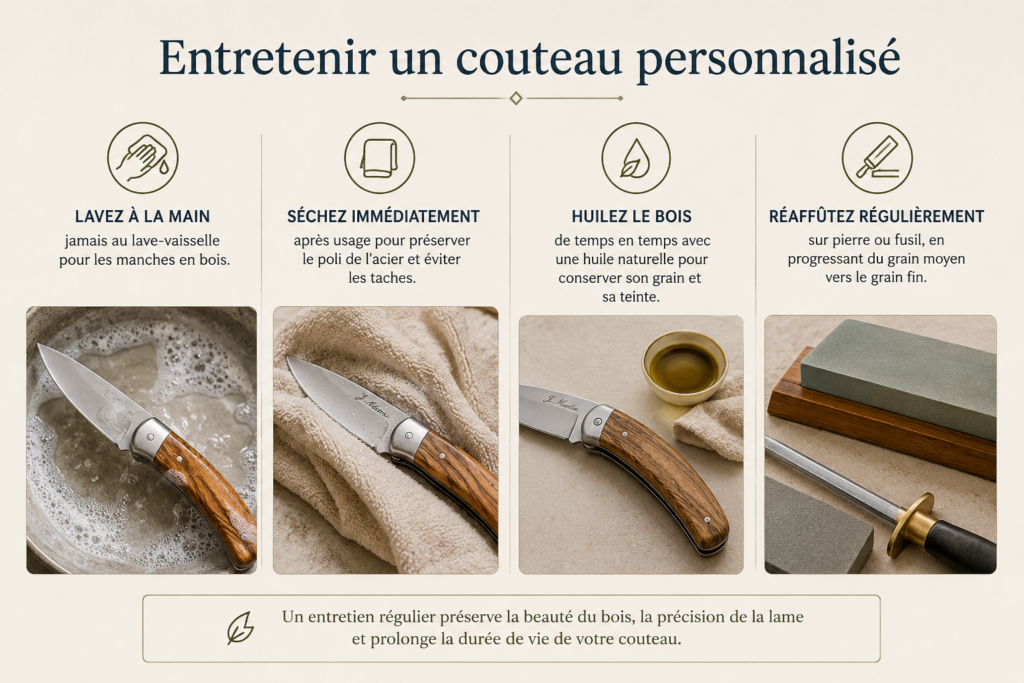 Les étapes à suivre pour entretenir un couteau personnalisé et préserver sa qualité